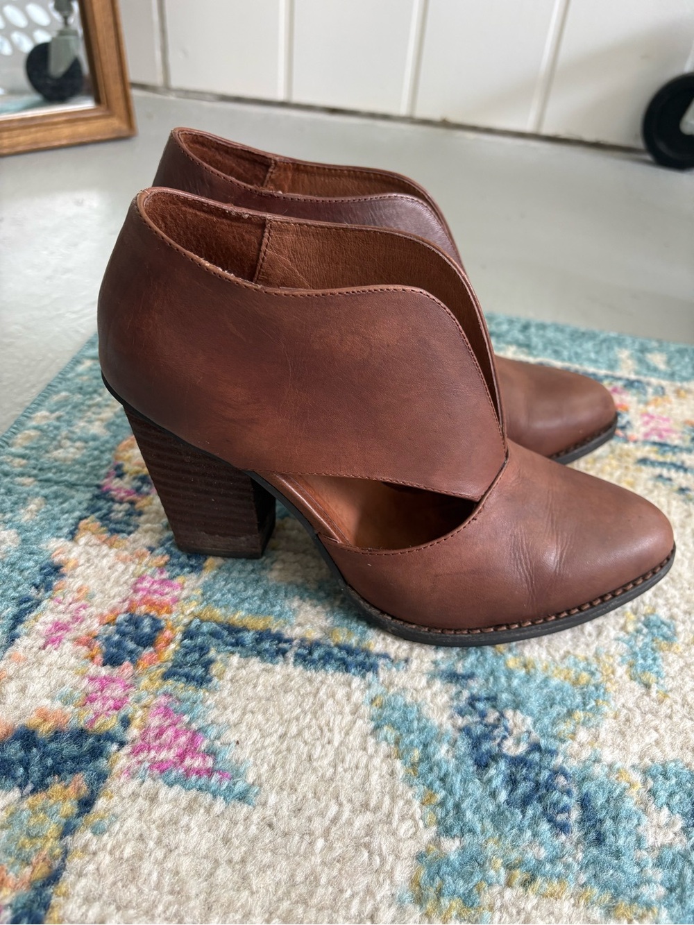 Jeffrey Campbell Brown Leather Cutout Ankle Booties